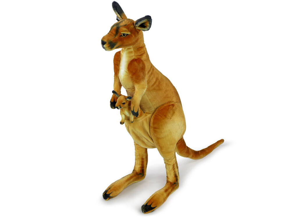 Plyšový klokan s mládětem 98 cm + ocas 60 cm