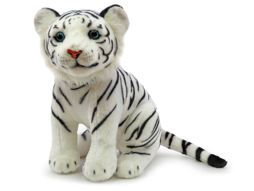Plyšový tygřík bílý sedící 34 cm extra jemný