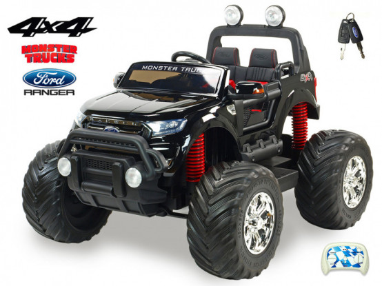Elektrické autíčko pro dvě děti Ford Ranger Monster Truck 4x4, černé lakované