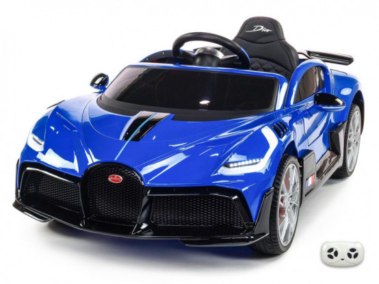 Licenčný športiak Bugatti Divo s 2.4G DO, EVA kolesami, koženou sedačkou a odpružením, MODRÉ LAKOVANÉ